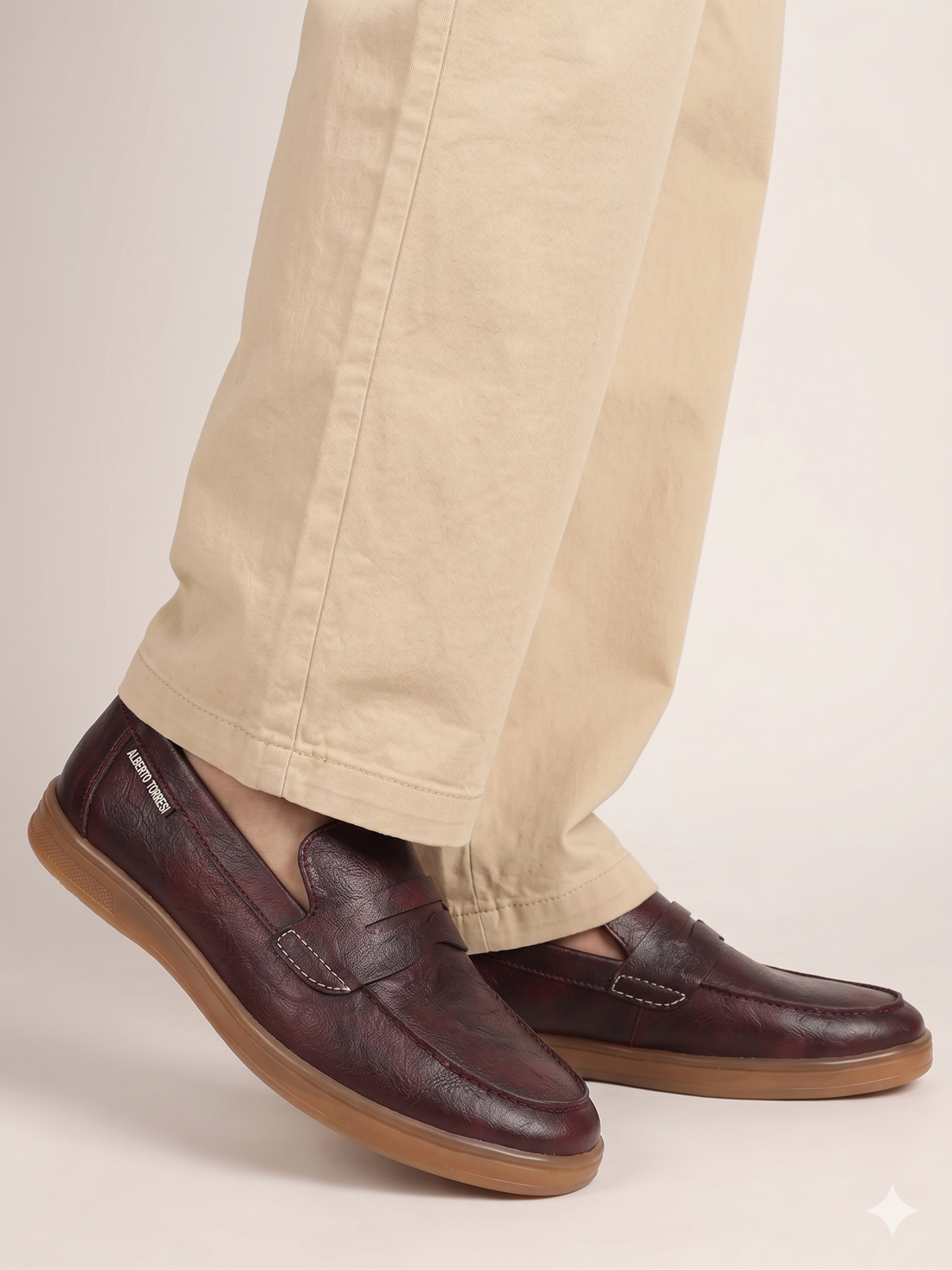 Alberto Torres Men’s Embossed Tan Tech-Knit Slip-Ons