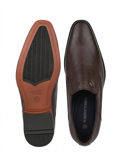 Alberto Torresi Fox leather Brown Slip On Formal Shoes