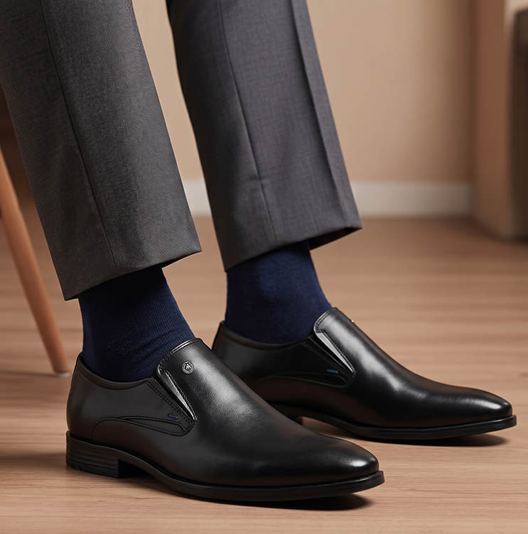 Alberto Torresi Fox leather Black Slip On Formal Shoes