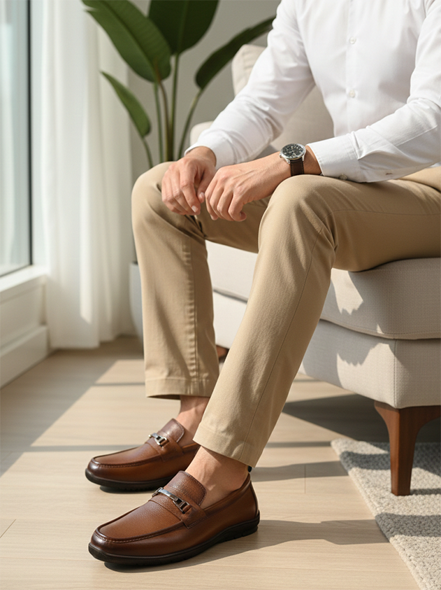 Alberto Torresi Genuine Leather Filter Your Pain Rubber Sole Loafers