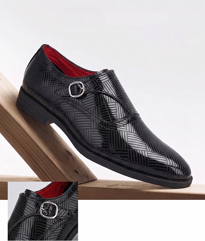 Alberto Torresi Black Patent Synthetic Monk Shoes
