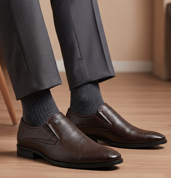 Alberto Torresi Fox leather Brown Slip On Formal Shoes