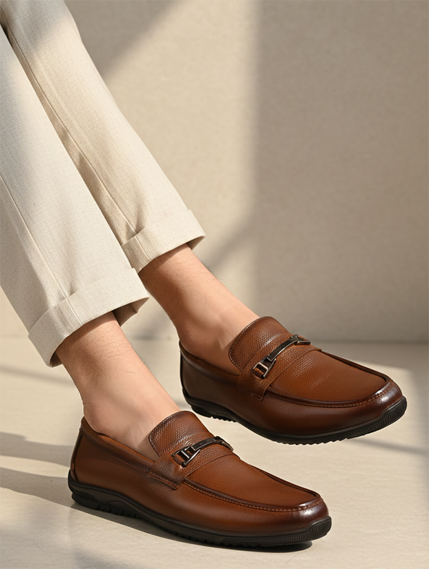 Alberto Torresi Genuine Leather Filter Your Pain Rubber Sole Loafers