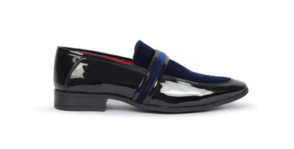 Alberto Torresi Wedding Black Patent Blue Suede Shoes