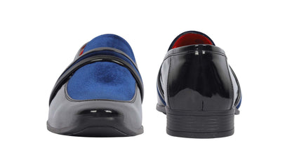 Alberto Torresi Wedding Black Patent Blue Suede Shoes