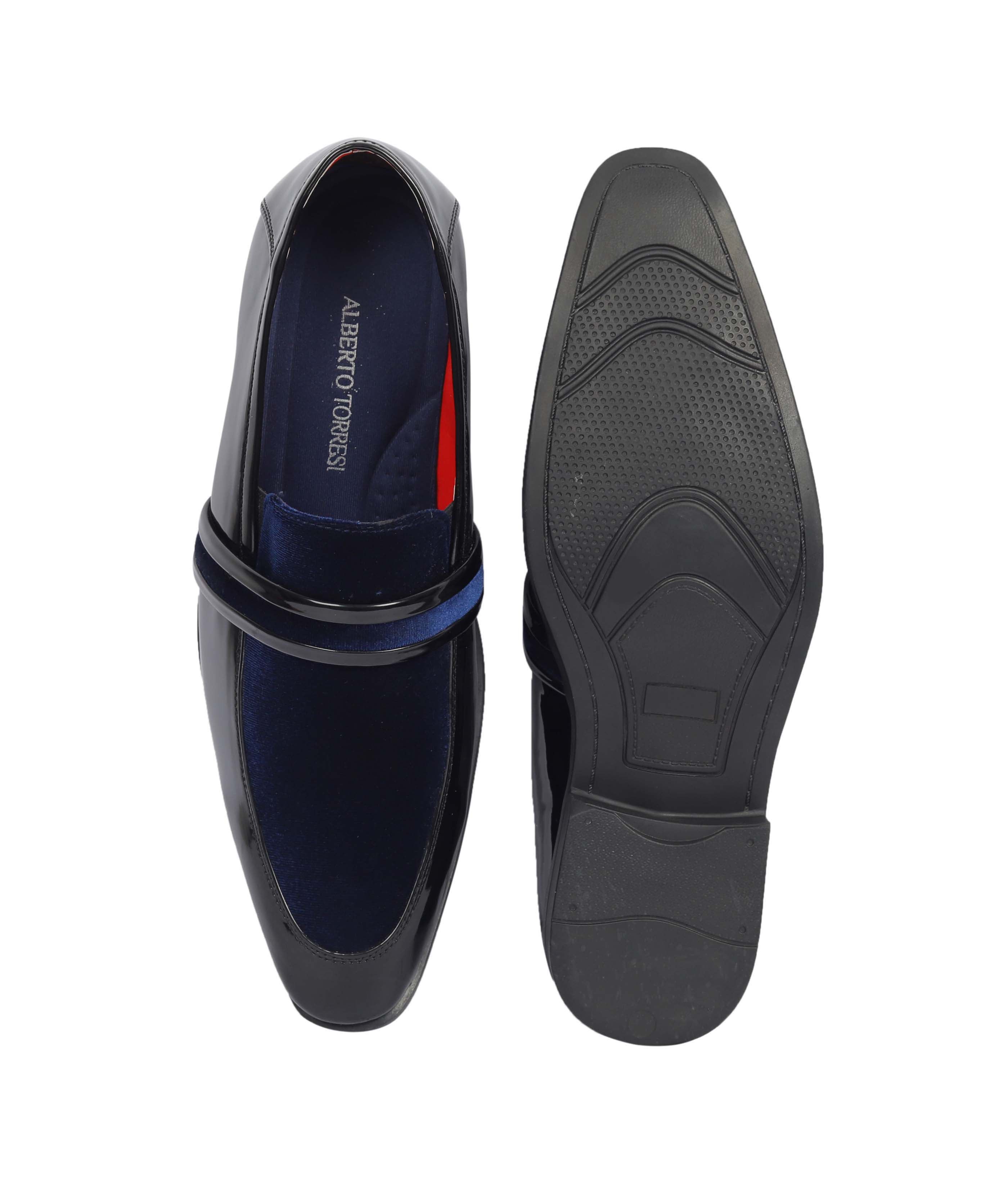 Alberto Torresi Wedding Black Patent Blue Suede Shoes