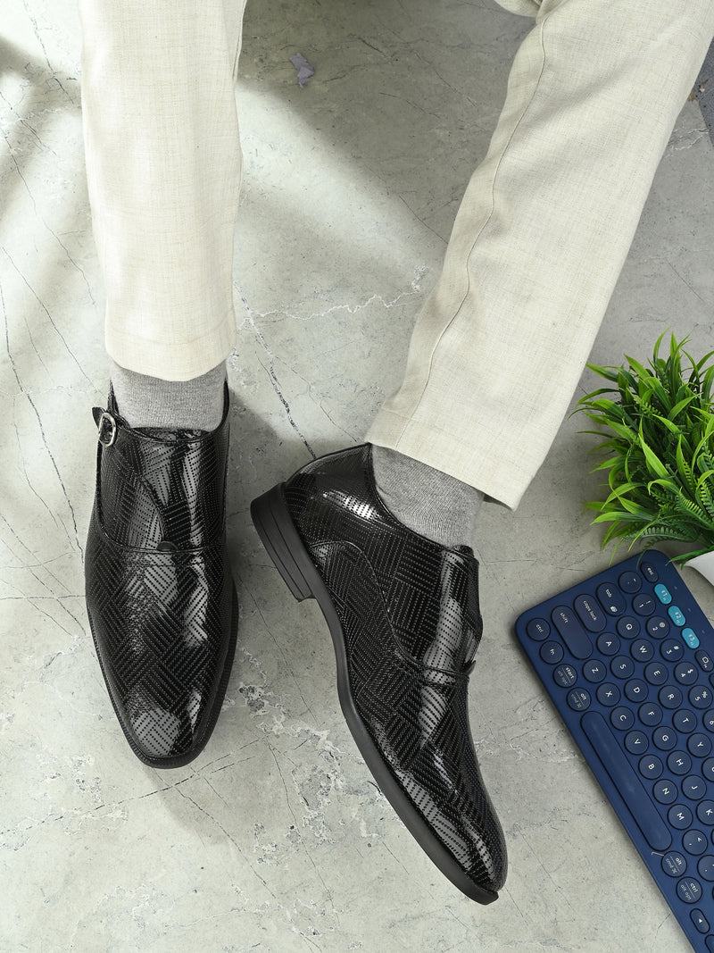 Alberto Torresi Black Patent Synthetic Monk Shoes