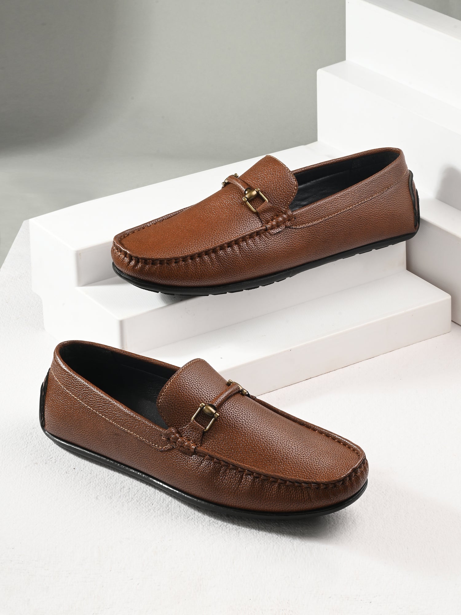 Alberto Torresi Mild Grained Synthetic Buckled Tan Men&
