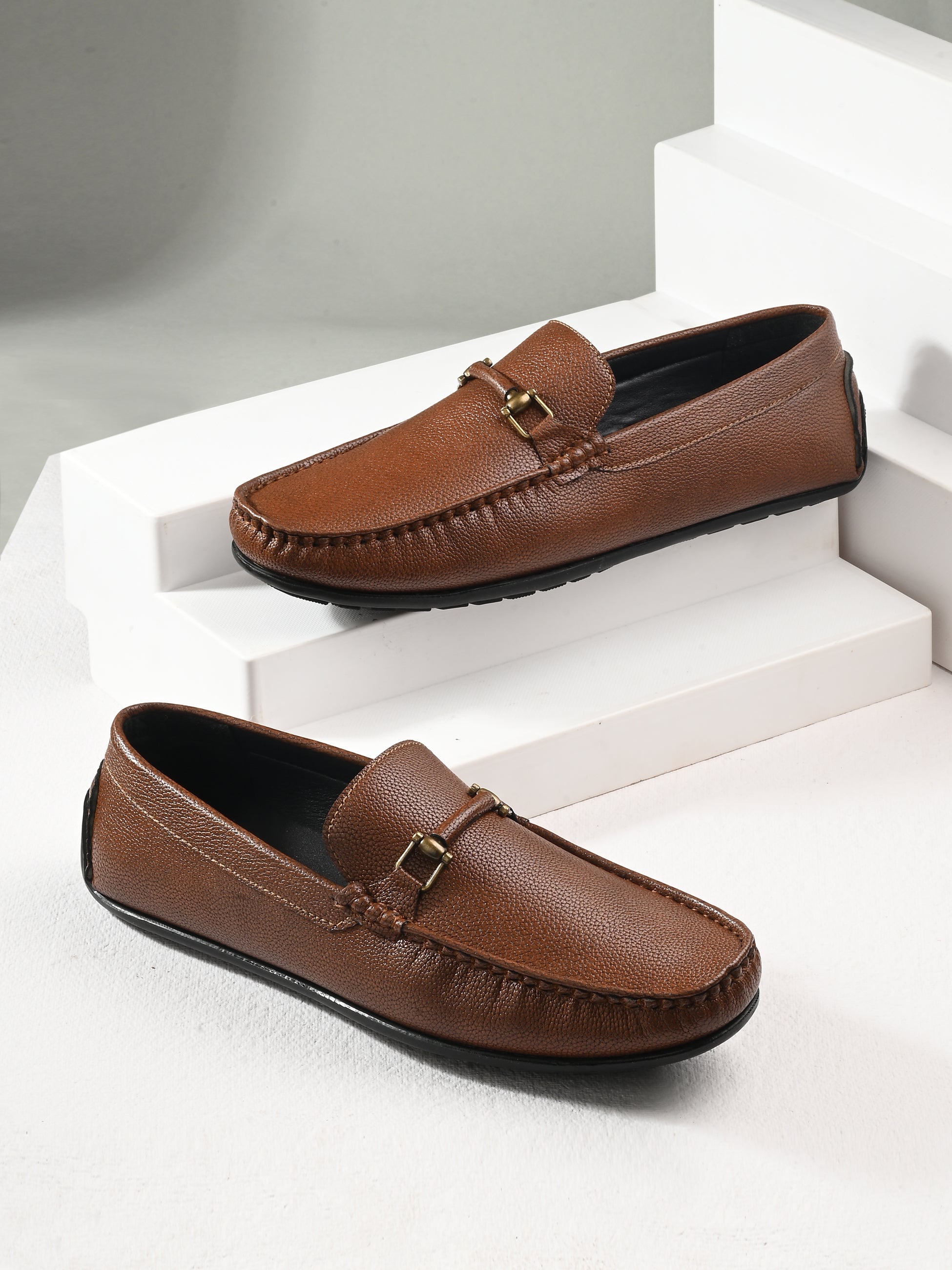 Alberto Torresi Mild Grained Synthetic Buckled Tan Men&