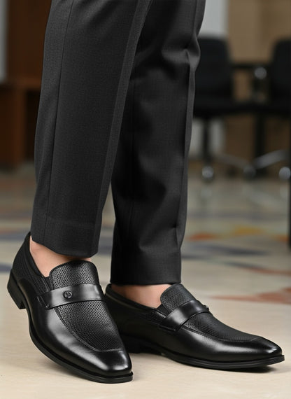 Alberto Torresi Genuine Leather Black Slipon Formal Shoes For Men
