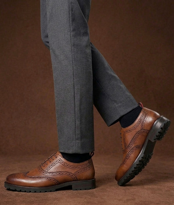 Alberto Torresi Latest Tan  Brogue Shoes With Padded Insole