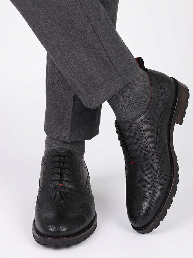 Alberto Torresi Latest  Black Brogue Shoes With Padded Insole