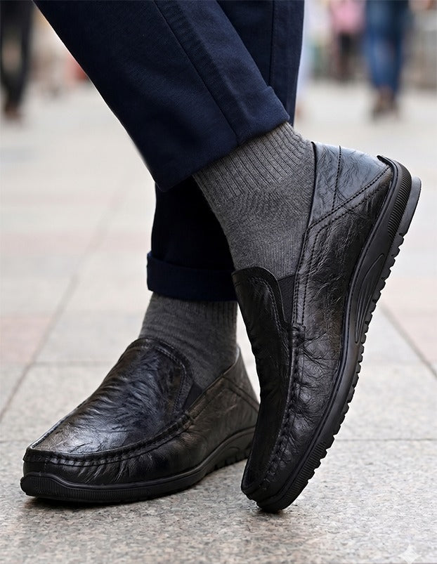 Alberto Torresi Black Leather Casual Loafers