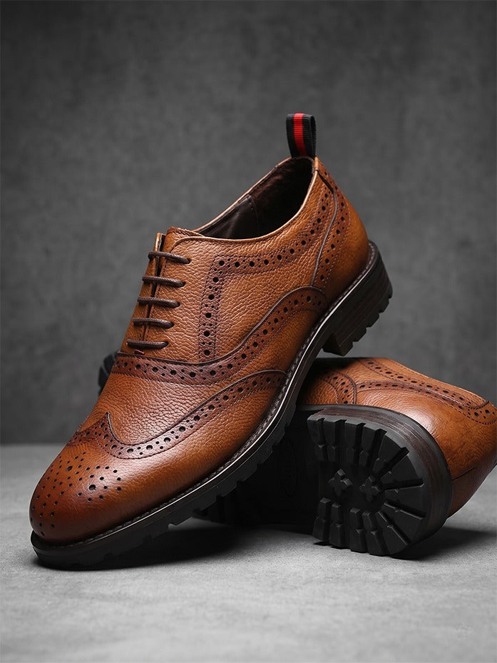 Alberto Torresi Latest Tan Brogue Shoes With Padded Insole