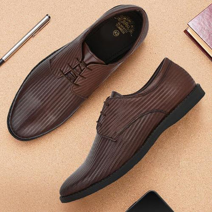 Alberto Torresi Textured Brown Leather Office/ Dress Formal Derby Shoes