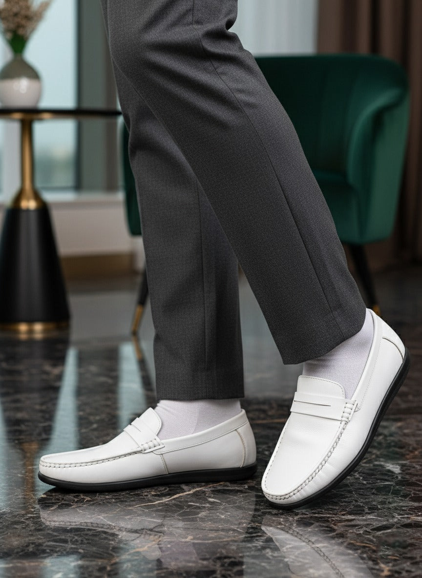 Alberto Torresi White Slip On Loafer
