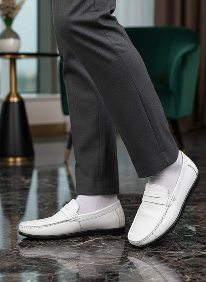 Alberto Torresi White Slip On Loafer