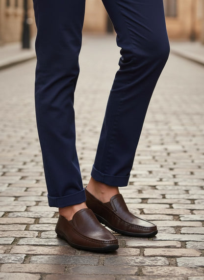 Alberto Torresi Brown Leather Casual Loafers Loafers For Men