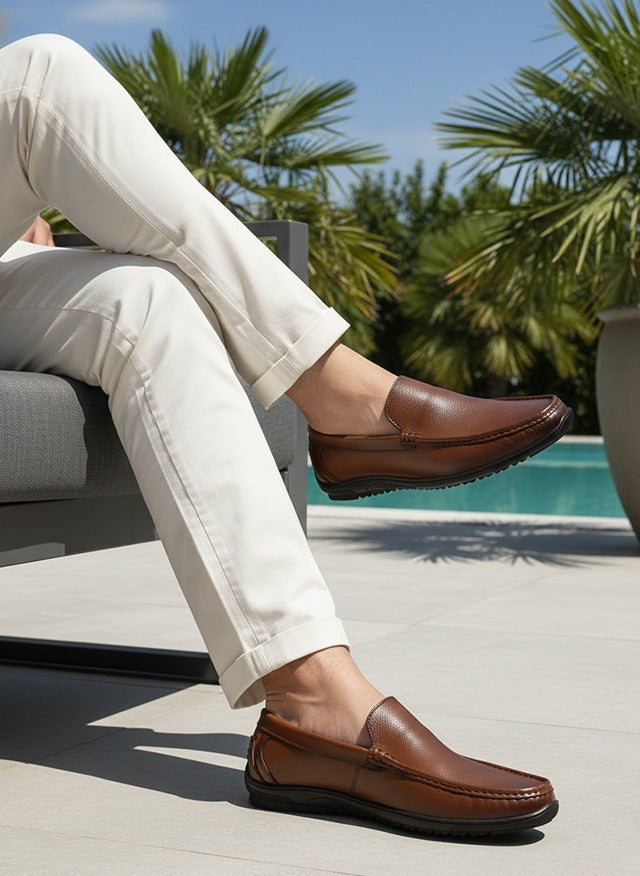 Alberto Torresi Genuine Leather Filter Series Rubber Sole With Padded Comfort Plain Loafers