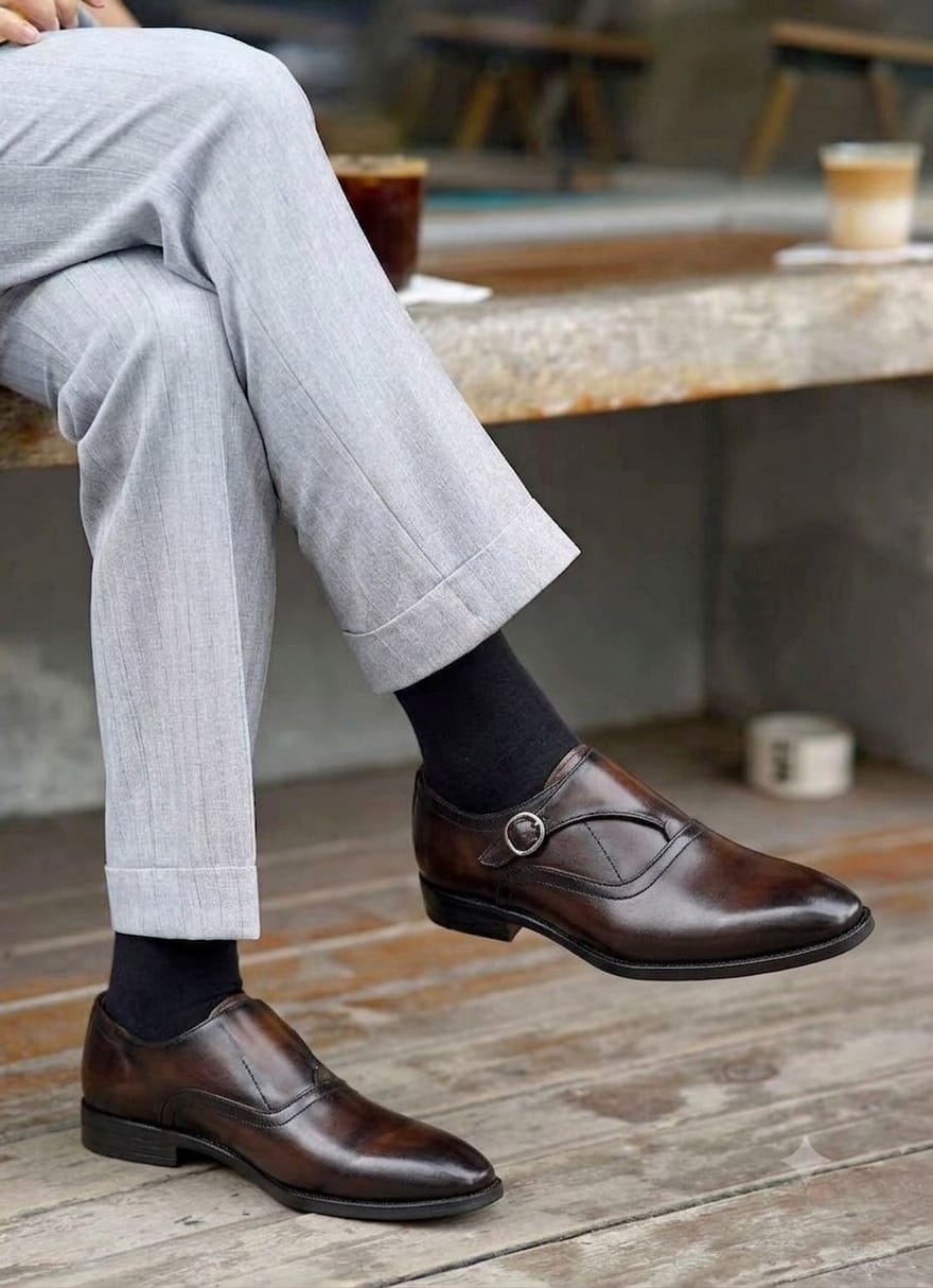 Alberto Torresi Hungary Series 606 Versatile Brown Formal Monk Shoes