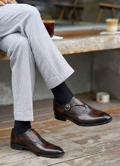 Alberto Torresi Hungary Series 606 Versatile Brown Formal Monk Shoes