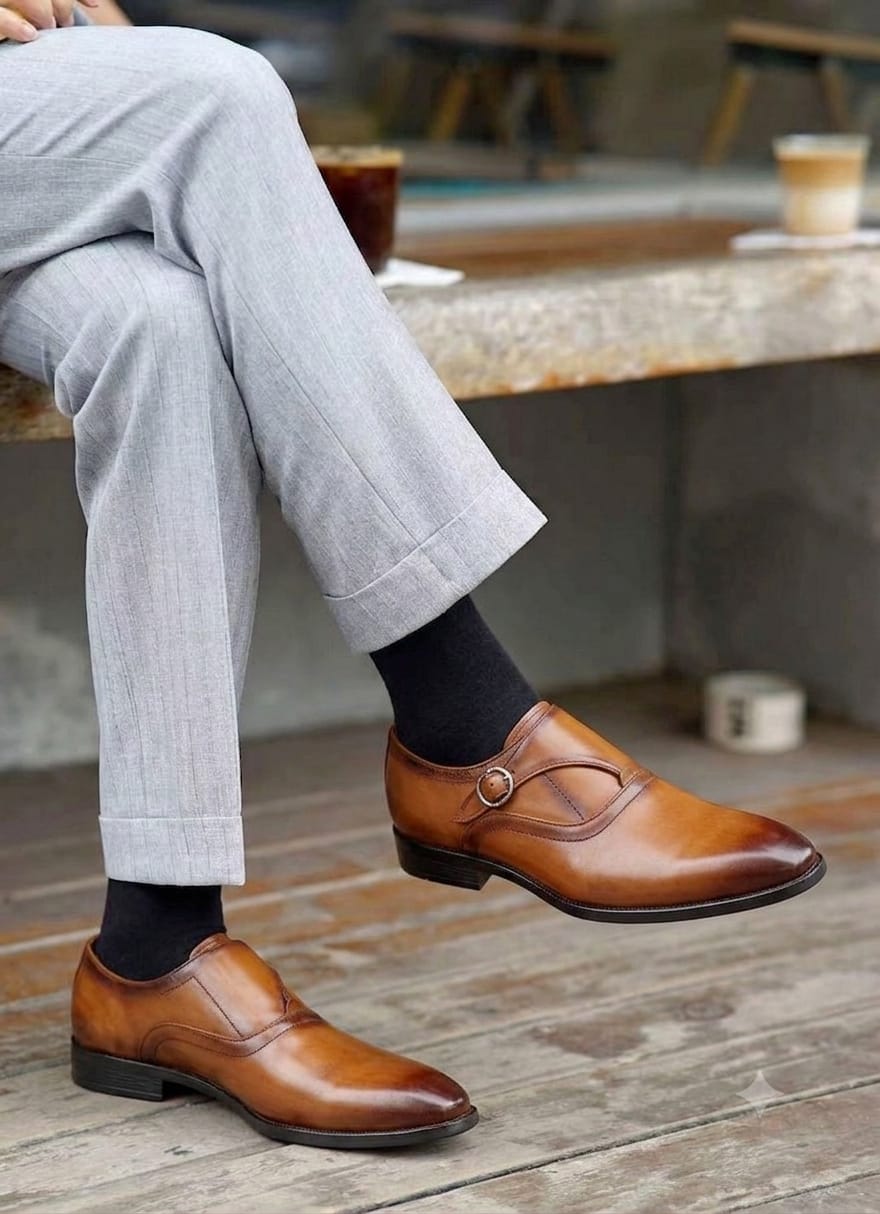 Albert Torresi Hungary Series 606 Executive Tan Formal Monk Shoes