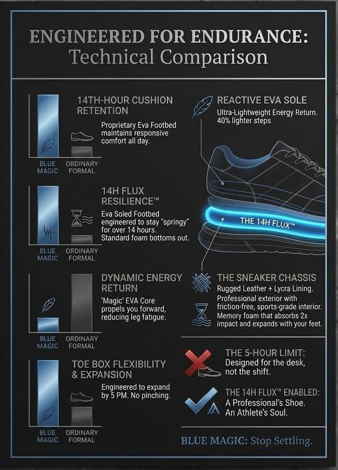 Blue Magic Pebbled Leather Formal Slip-In Sneaker with Elastic Laces and Upto 40% Energy Return EVA Sole