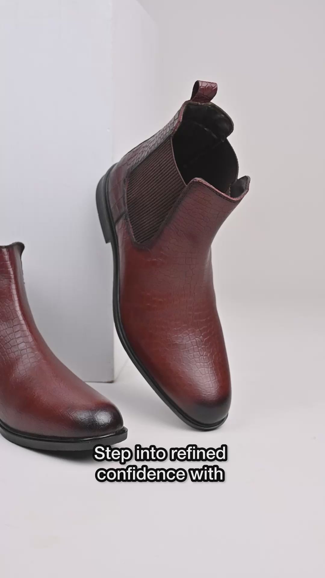 Luxurious Brown Croco Leather Chelsea Boots for Men