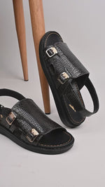 Men's Premium Bordo Crocodile Pattern Double Monk Strap Sandals