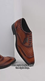 Augusto Tan Leather Formal Shoes for Men - Lace-Up Shoes for Office & Party Wear