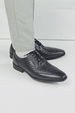 Augusto Black Leather Formal Shoes for Men - Lace-Up Shoes for Office & Party Wear