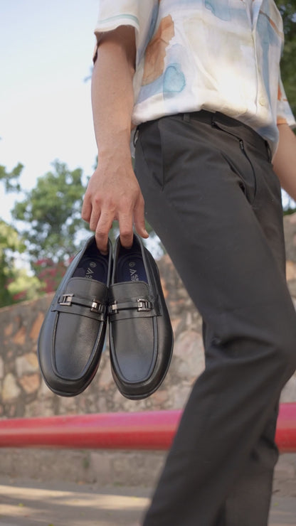 Alberto Torresi Genuine Leather Filter Your Pain Rubber Sole Loafers