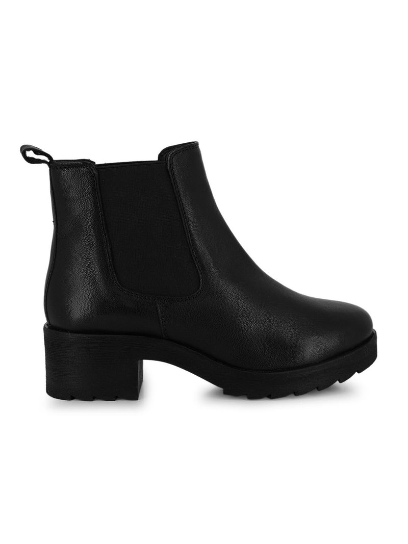 A La Mode Black Heeled Chelsea Boots