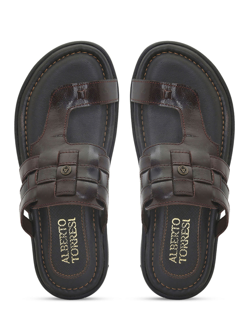 Alberto Torresi Javea Men's Brown Leather Slippers