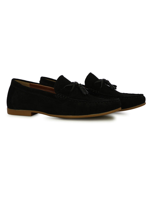 Scott Men's Black Suede Tassel Loafers