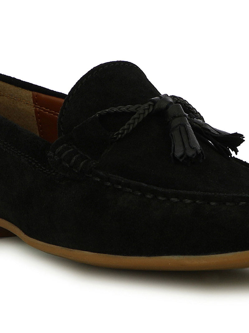 Scott Men's Black Suede Tassel Loafers