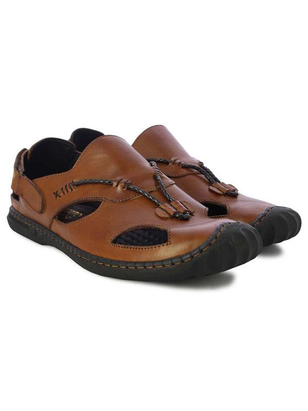 Alberto Torresi Mens Tan Genuine Leather Mathew Sandals