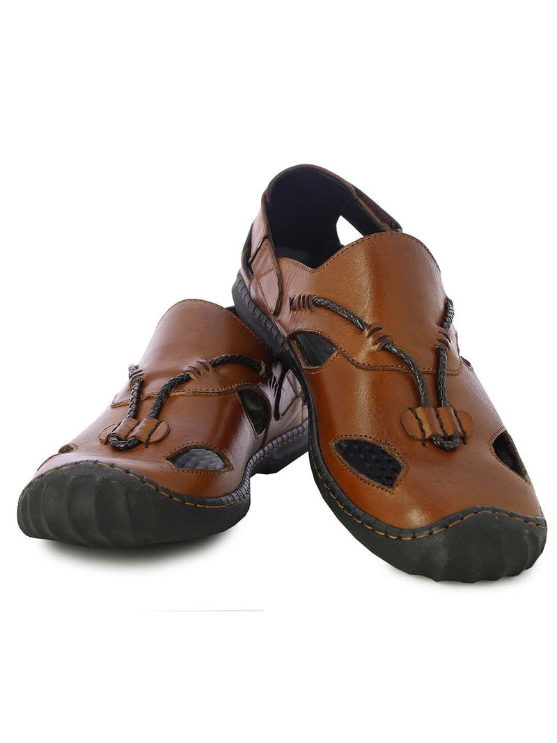 Alberto Torresi Mens Tan Genuine Leather Mathew Sandals