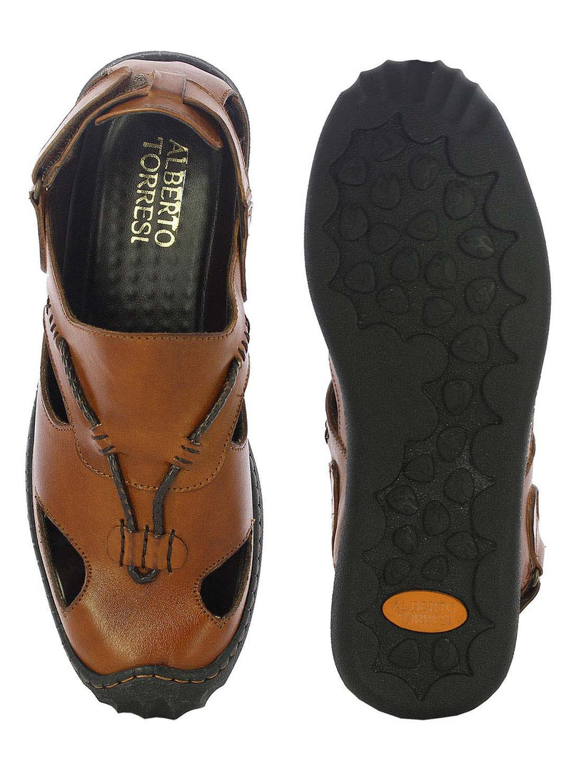 Alberto Torresi Mens Tan Genuine Leather Mathew Sandals