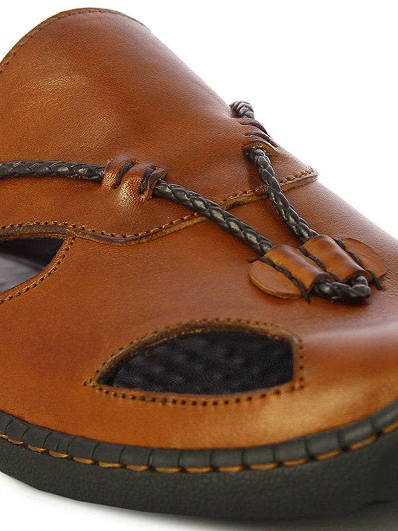 Alberto Torresi Mens Tan Genuine Leather Mathew Sandals