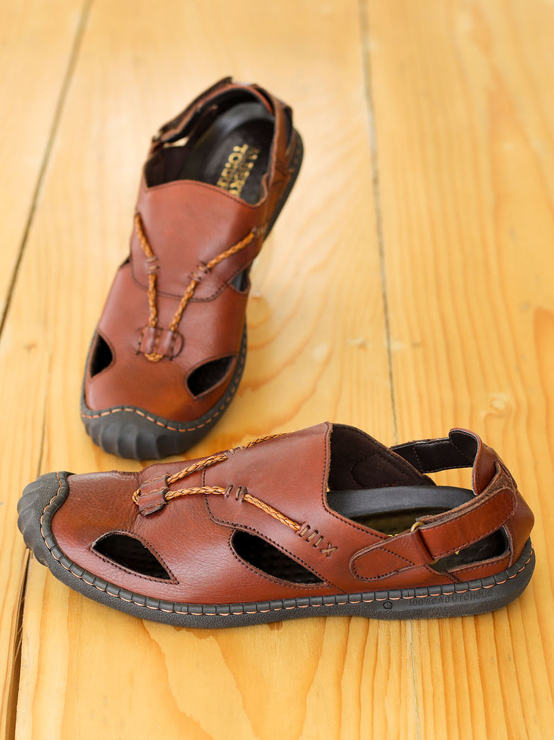 Alberto Torresi Mens Tan Genuine Leather Mathew Sandals