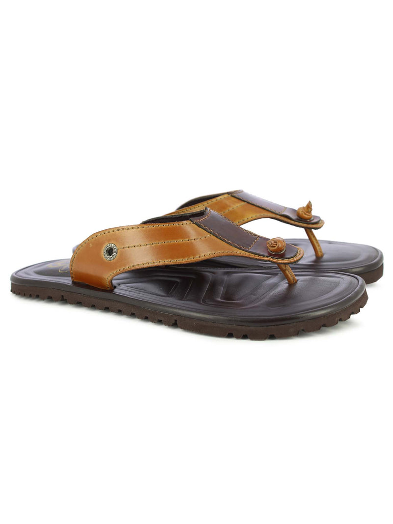 Alberto Torresi Men's Tan+Bordo Slippers