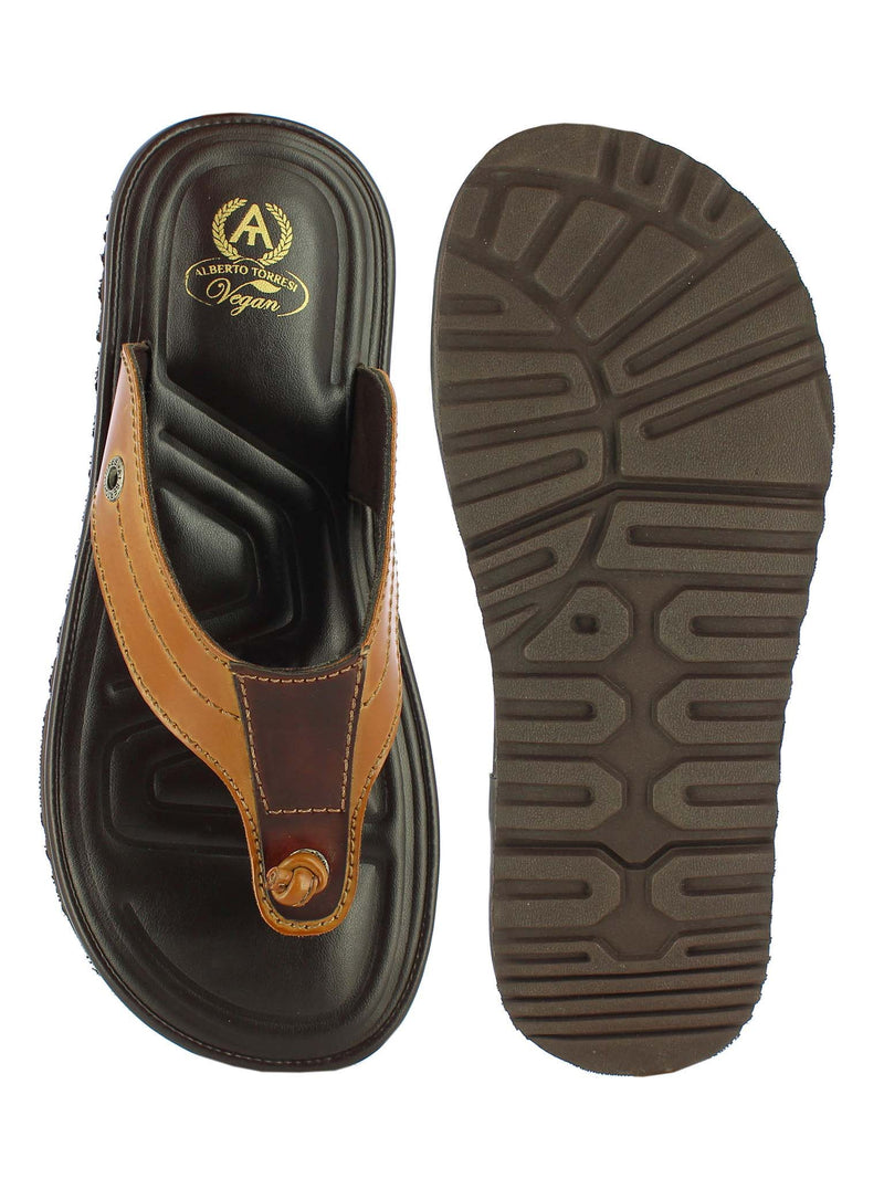 Alberto Torresi Men's Tan+Bordo Slippers