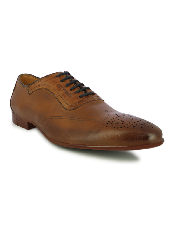Alberto Torresi Men's Leather Tan Formal Lace Up Shoes