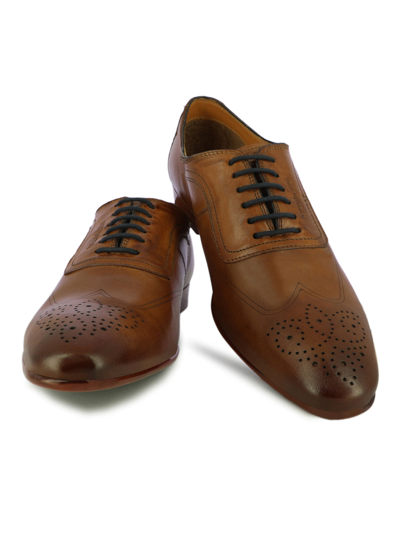 Alberto Torresi Men's Leather Tan Formal Lace Up Shoes