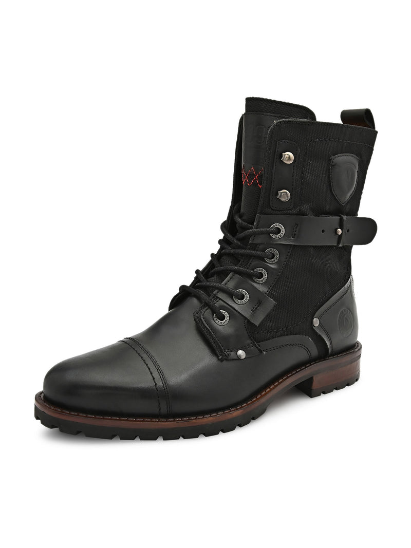Black Cap toe Military Boots