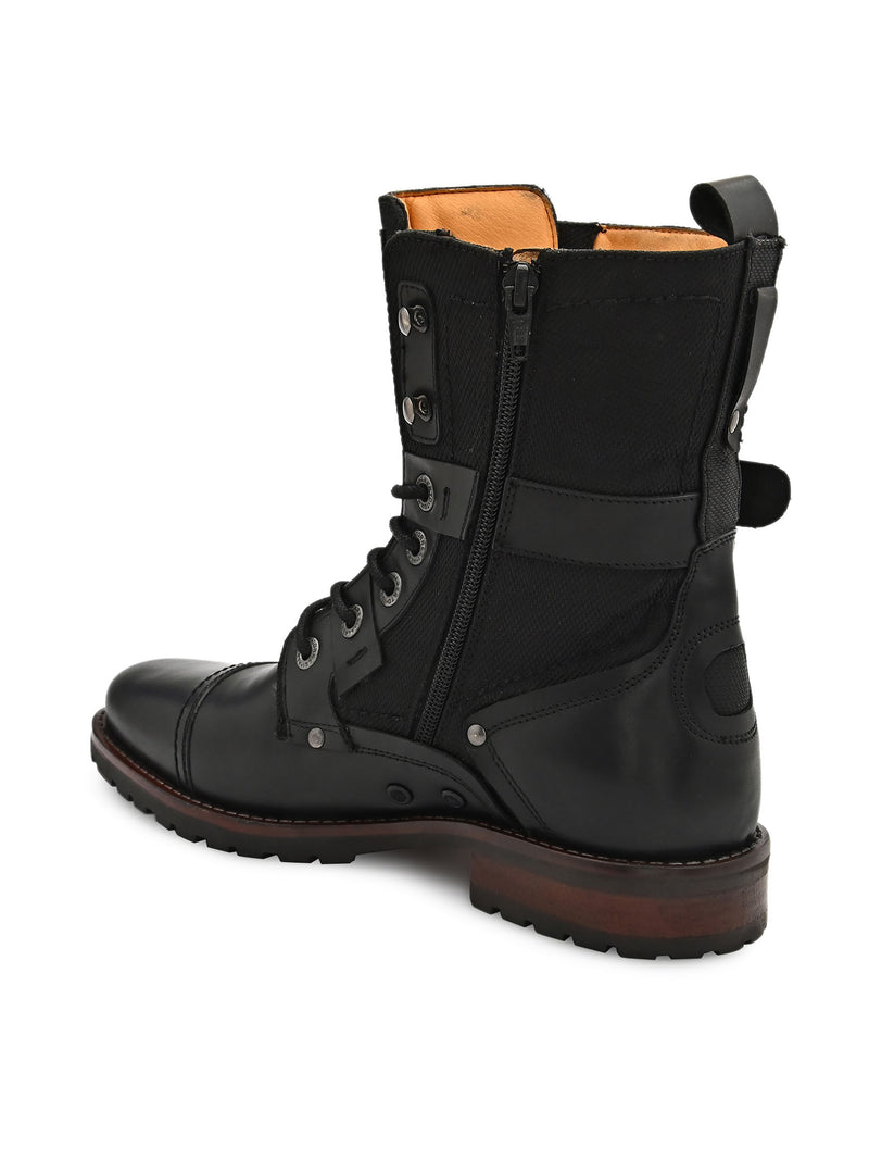 Black Cap toe Military Boots