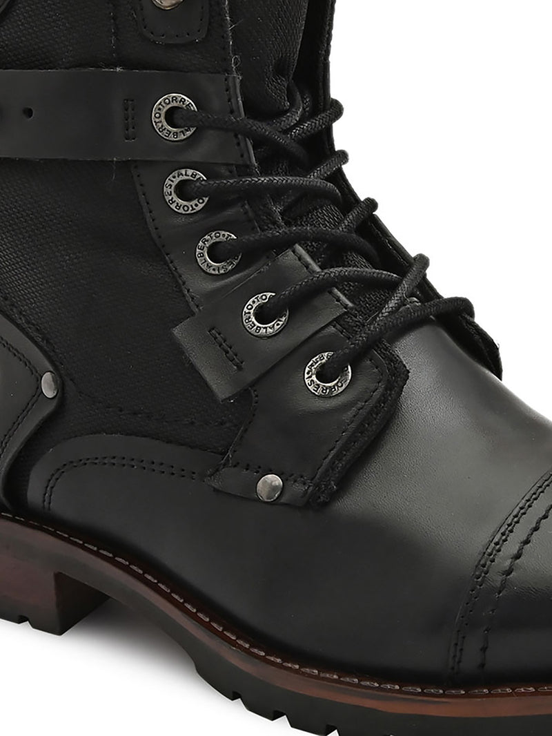 Black Cap toe Military Boots