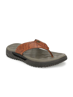 Mid Brown Stylish Leather Slippers For Men