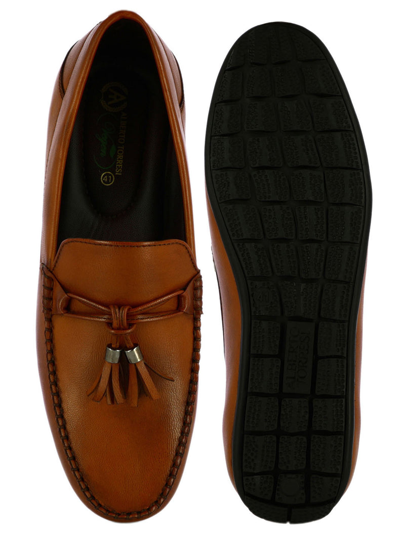 Tan Tassel  Loafer Shoes For Men